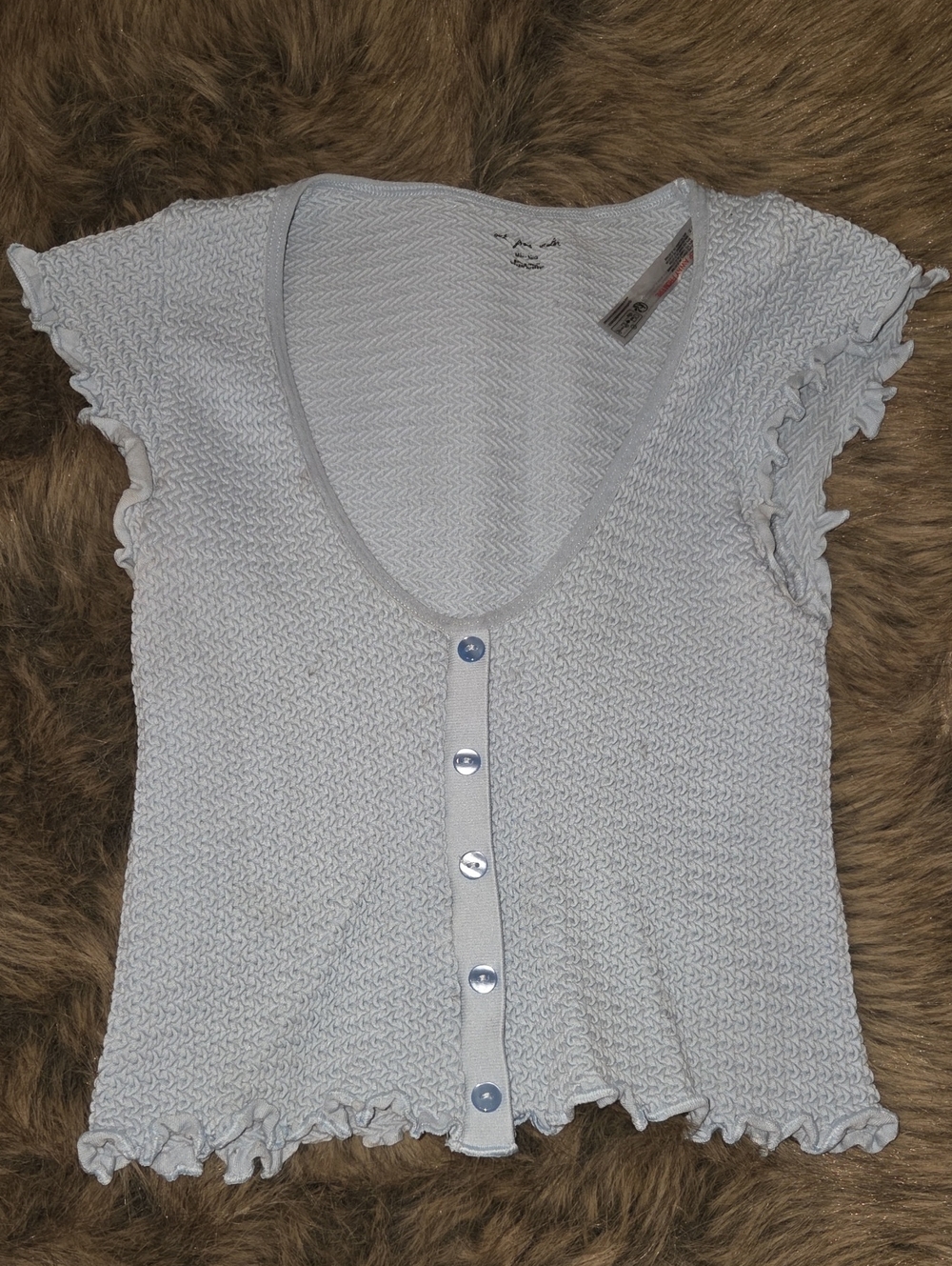 Urban Outfitters Light Blue Knit Button-Front Top